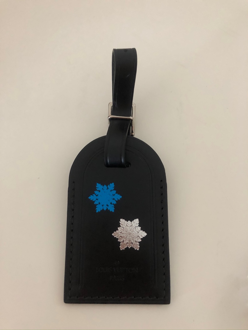 Louis Vuitton Snowflake Stamped Black Luggage Tag leather