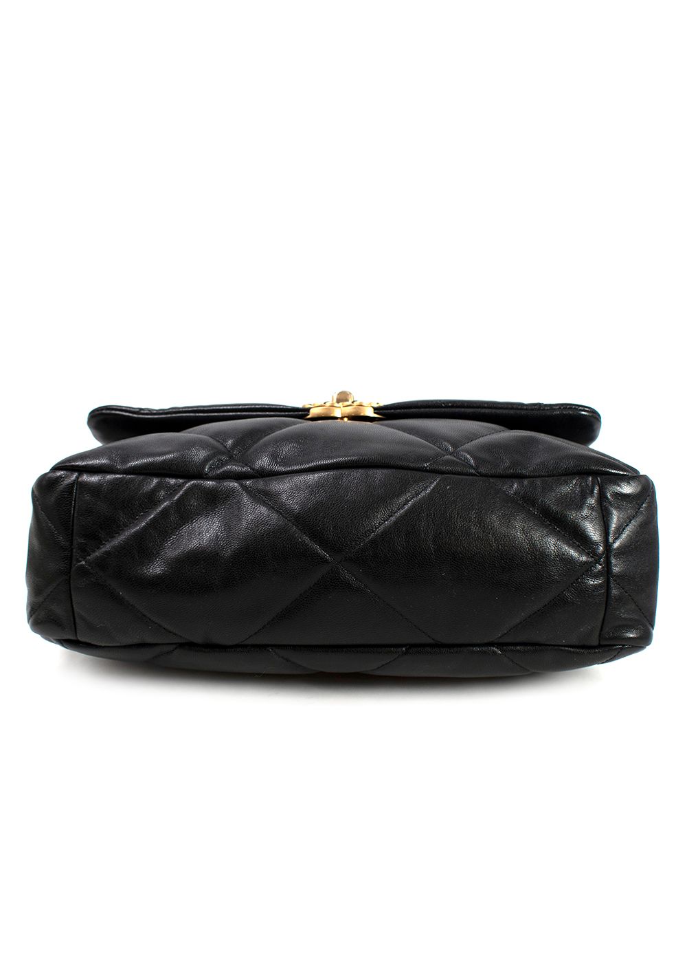 Chanel Black Shiny Lambskin Maxi 19 Flap Bag