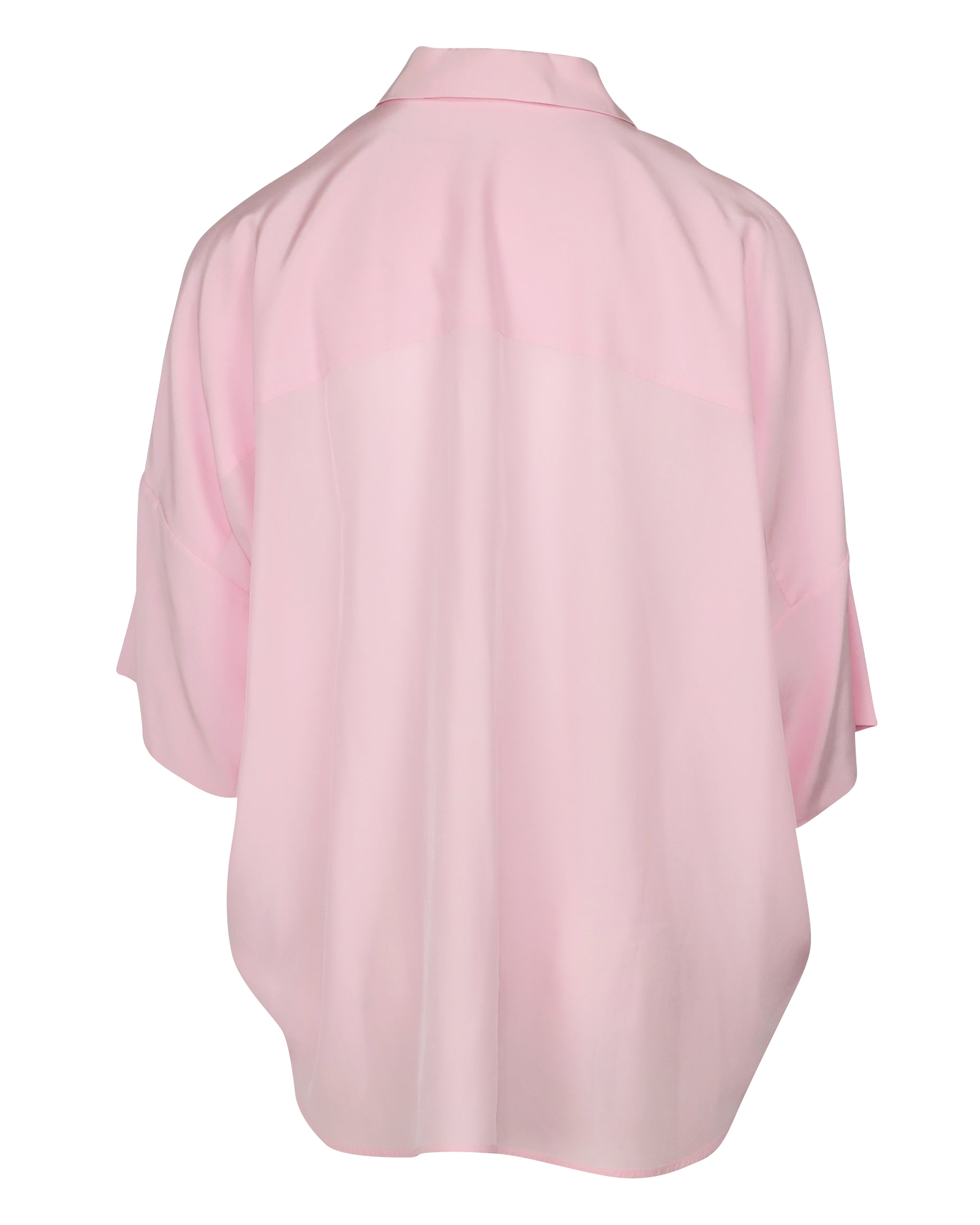 Preowned Jil Sander Pink silk crepe de chine short sleeve blouse Size S