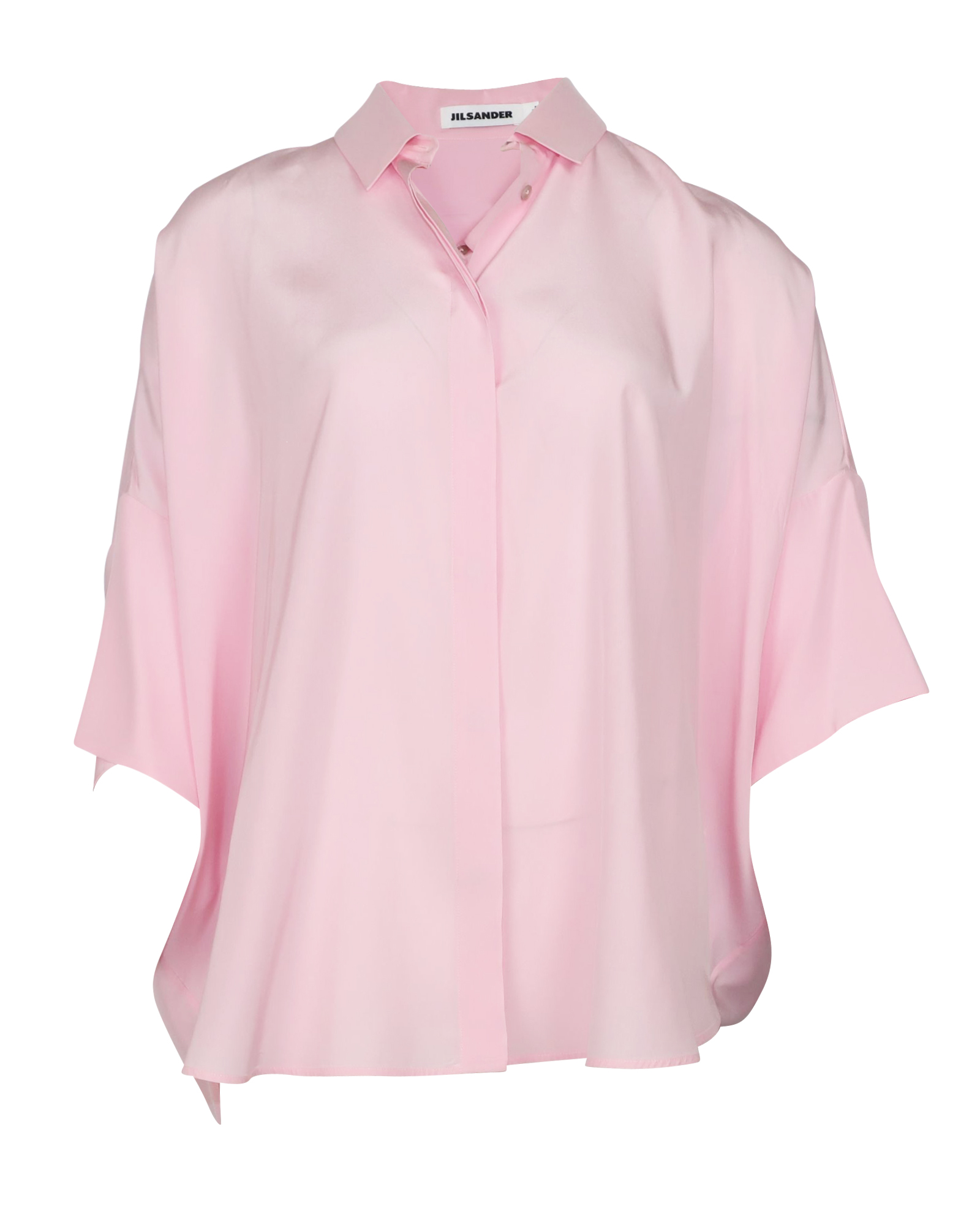 Preowned Jil Sander Pink silk crepe de chine short sleeve blouse Size S