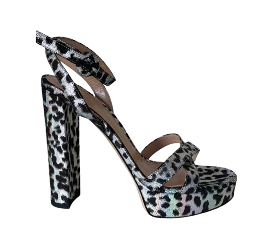 Preowned Gianvito Rossi Poppy Leopard Platform Sandals Size 38 Multicolour fabric/shiny