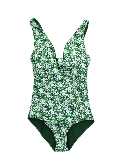 Borgo De Nor Green Floral Pallas Bow Tie Swimsuit Size L Green / White recycled polyamide/elastane