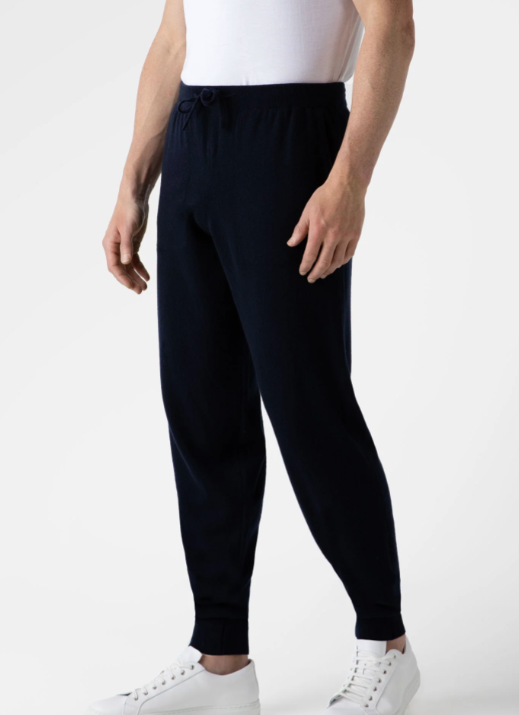 Men's Sunspel Navy Cashmere Trousers