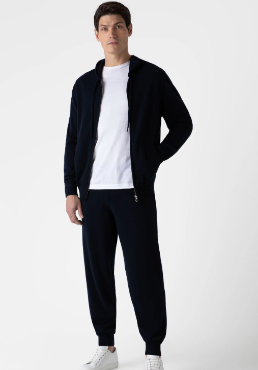 Men's Sunspel Navy Cashmere Trousers