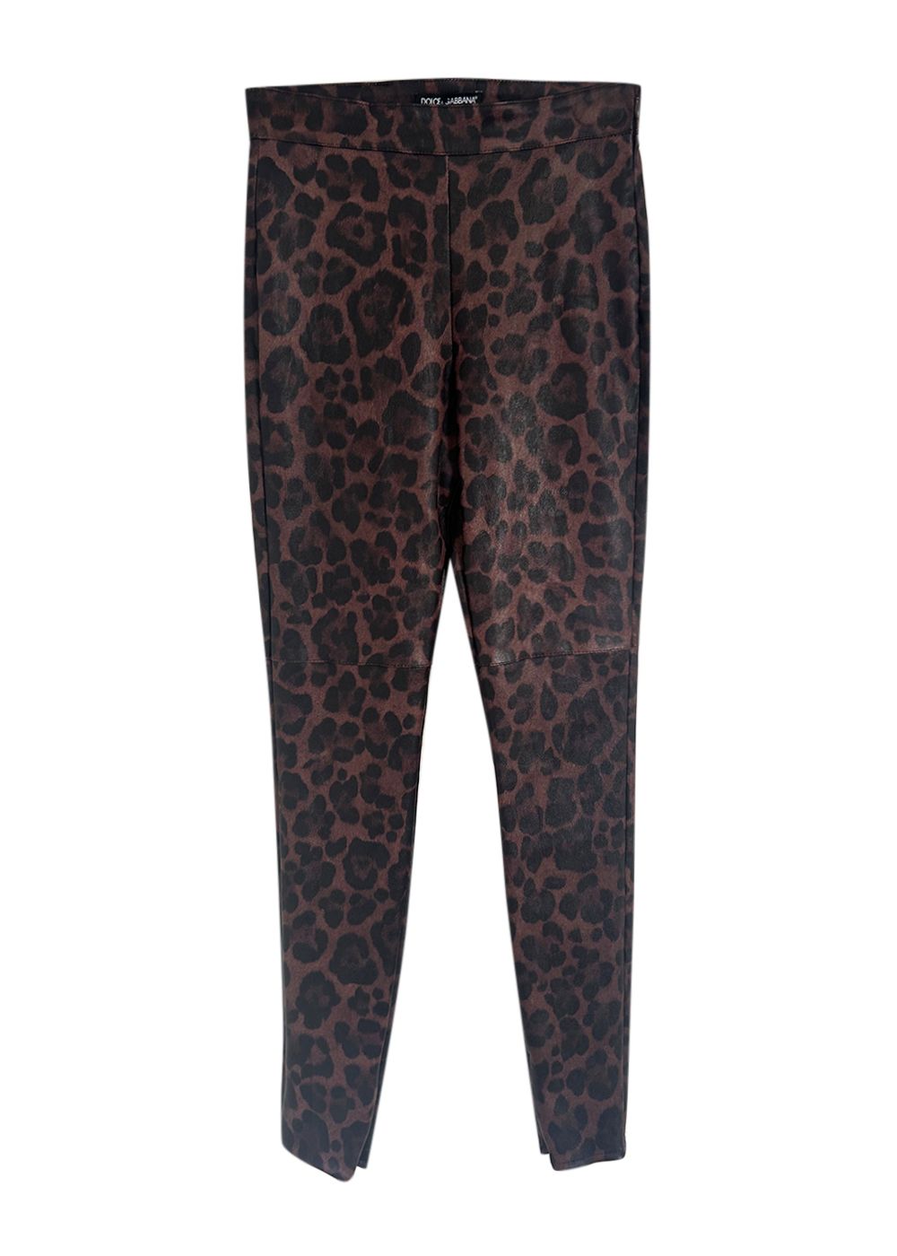 Dolce  Gabbana Leopard Print Leather Trousers Size XS Brown lambskin