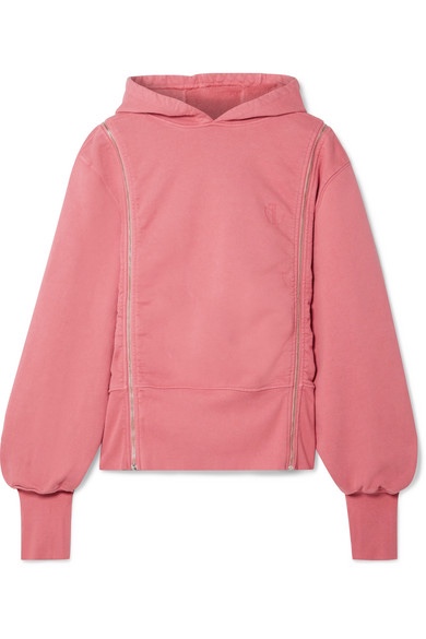 Tre by Natalie Ratabesi Zip-embellished cotton-jersey hoodie - Current Size S Pink cotton