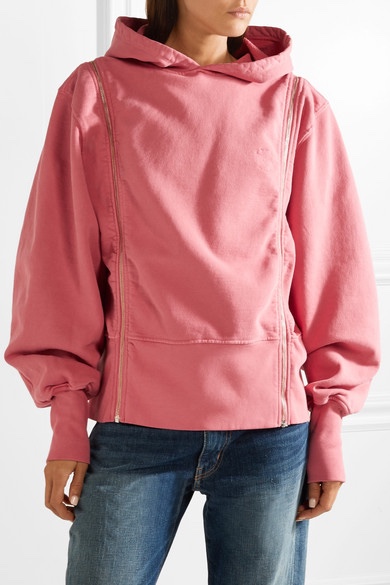 Tre by Natalie Ratabesi Zip-embellished cotton-jersey hoodie - Current Size S Pink cotton