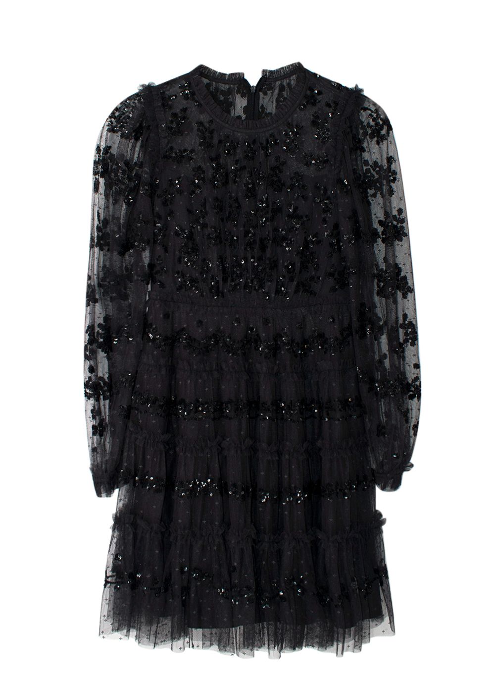 Needle  Thread Black Eve Sequin Embellished Mini Dress Size M polyester