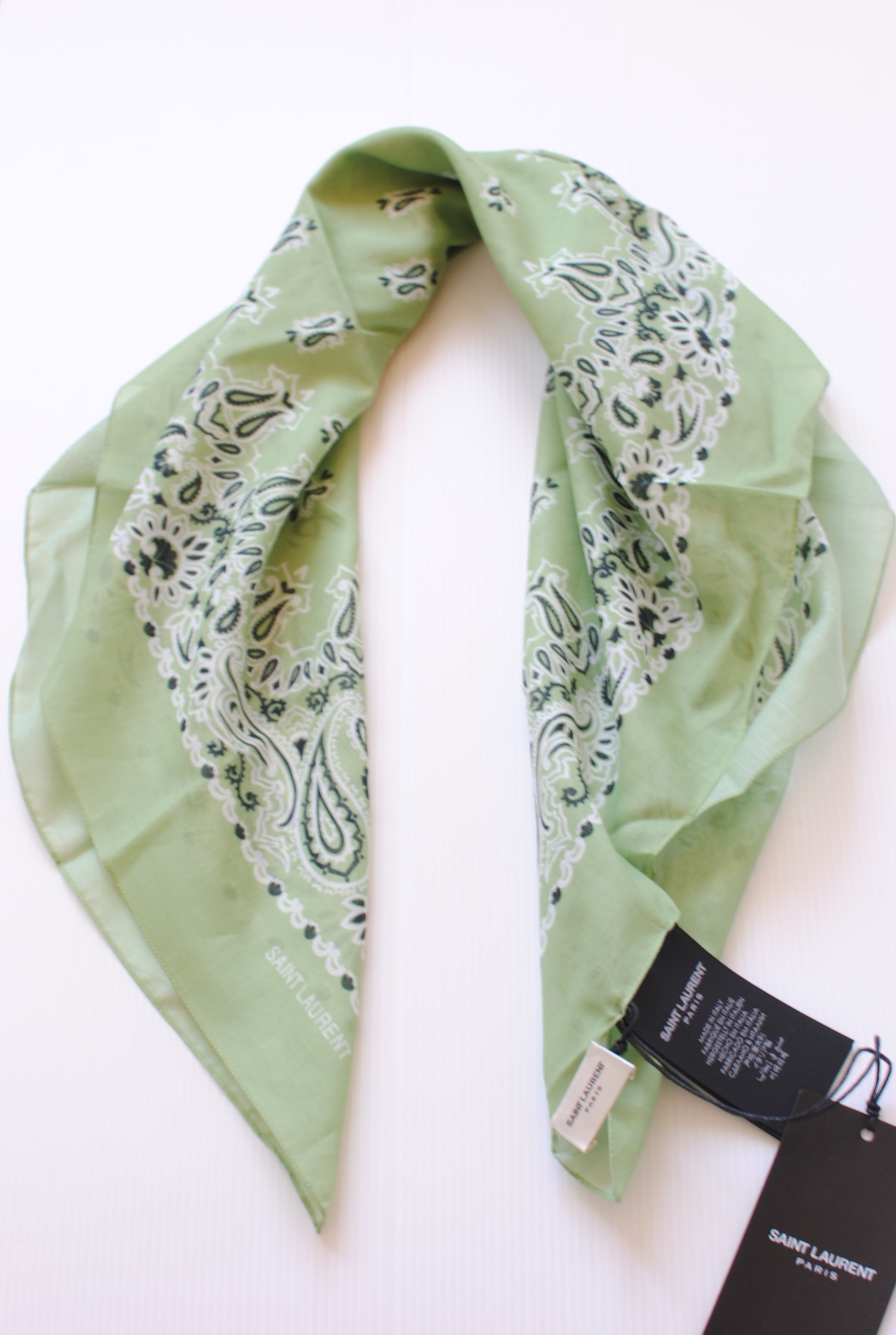 Saint Laurent Green Bandana Scarf cotton