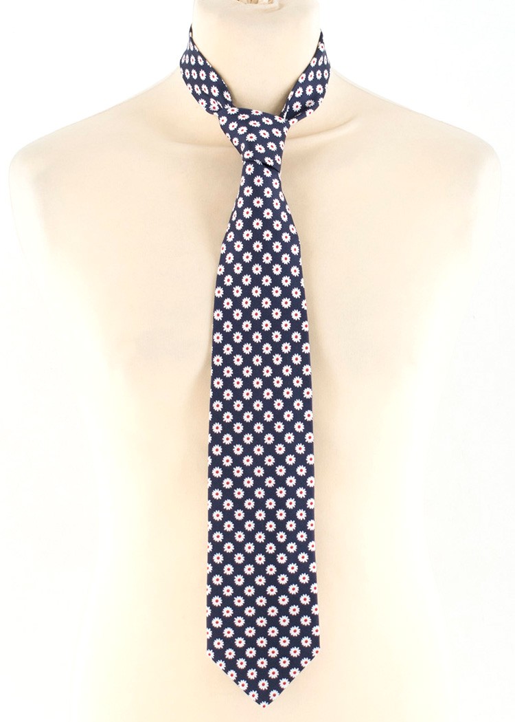 Eddy Monetti Navy Floral Print Silk Tie