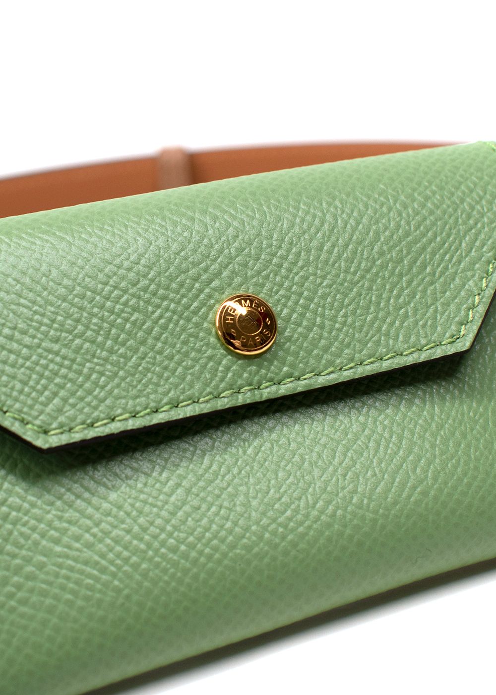 Hermes Vert Criquet and Chai Kelly Pocket Belt Bag leather