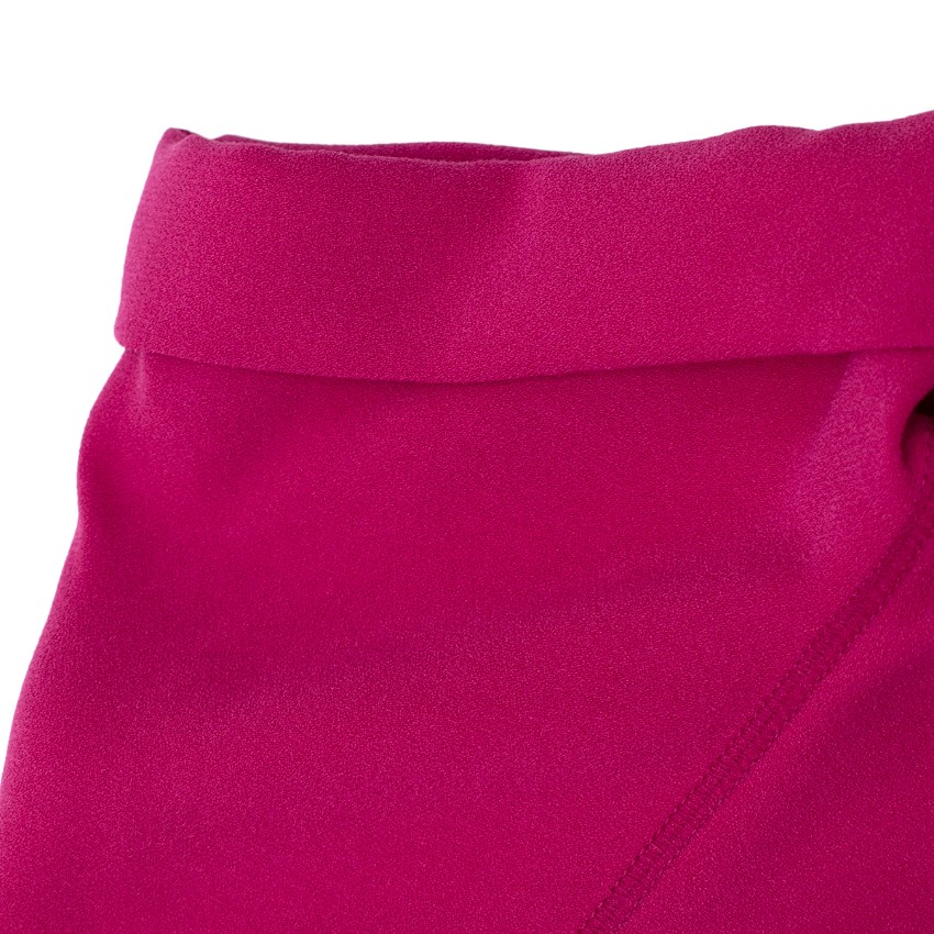 Preowned Joseph Fuchsia Short Sleeve V Neck Crepe Stretch Dress Size M Pink synthetic