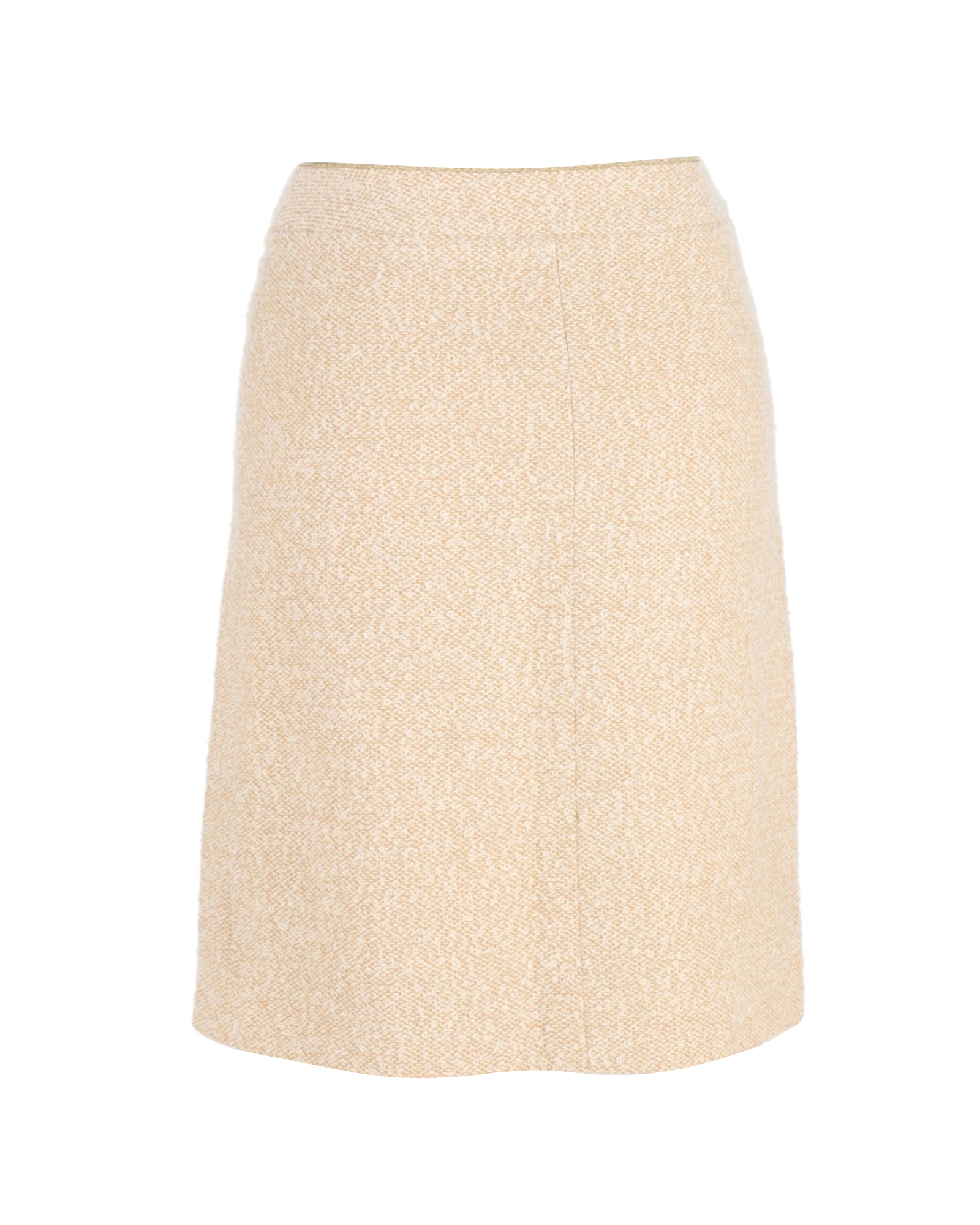 Preowned Chanel Cream Tweed Wrap Midi Skirt Size S white | cream wool/hair