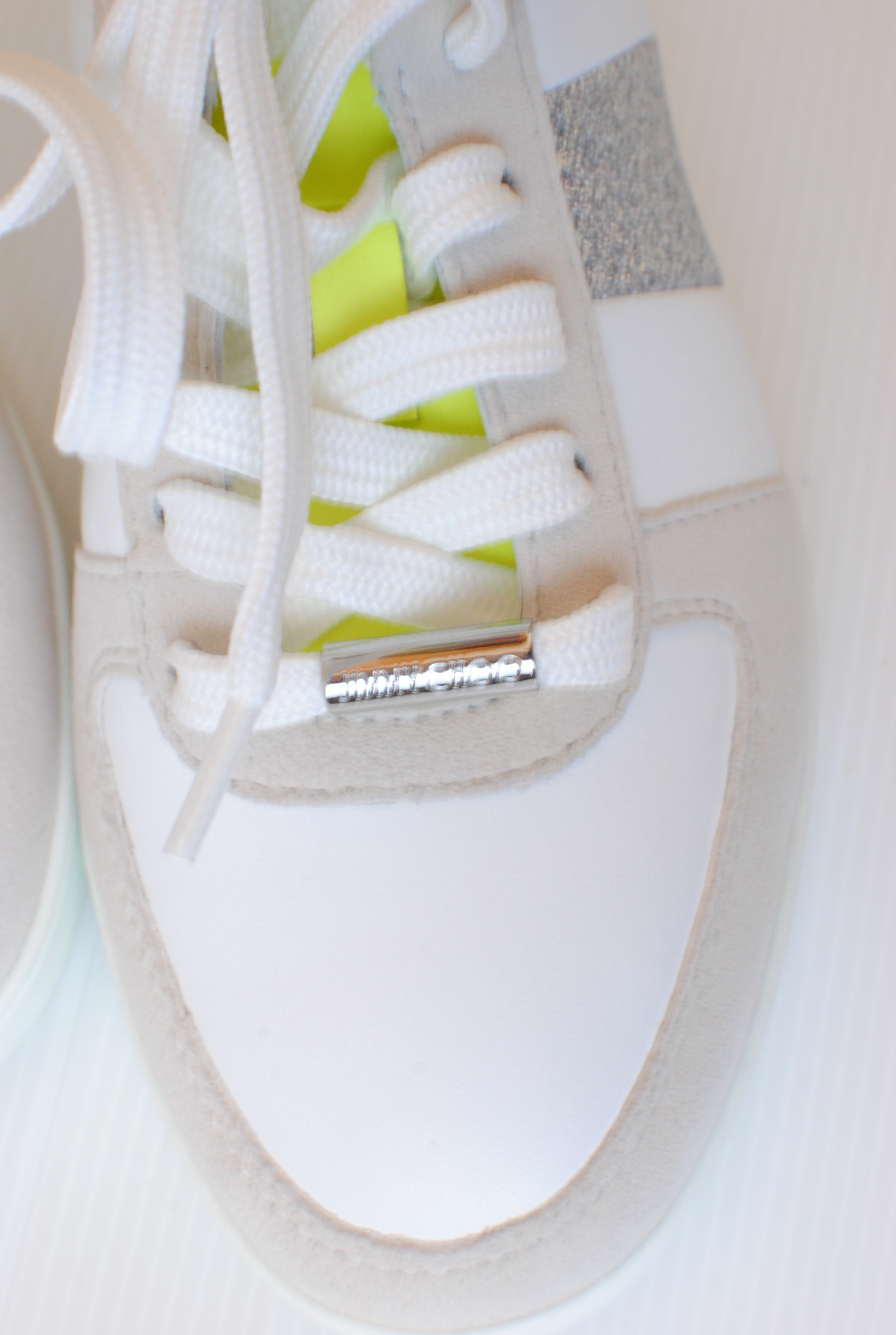 Jimmy Choo White Glitter and Neon Sneakers Size 35.5 leather