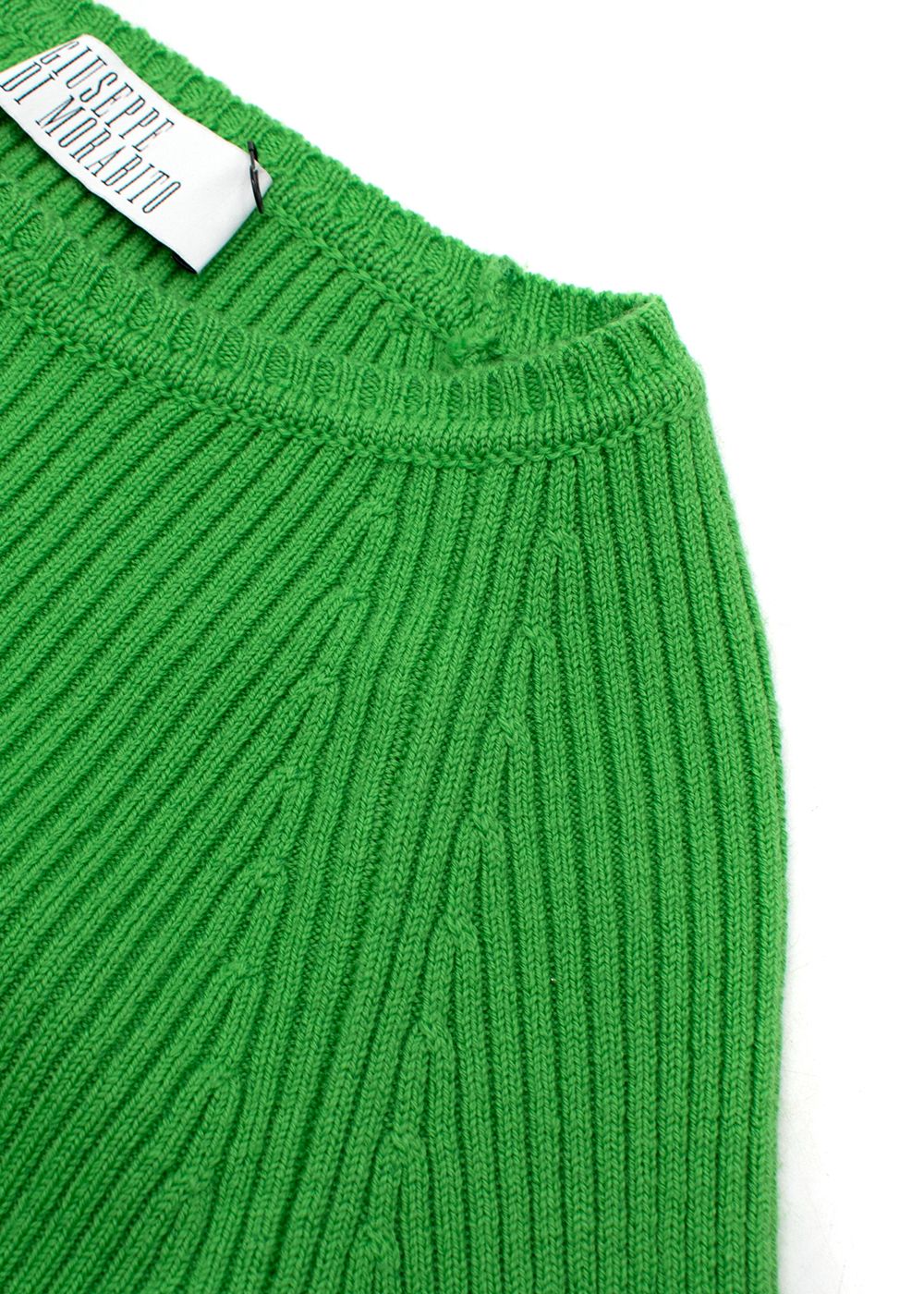 Giuseppe Di Morabito Green Ribbed Crystal Detail Skirt and Top Set Size XXS wool