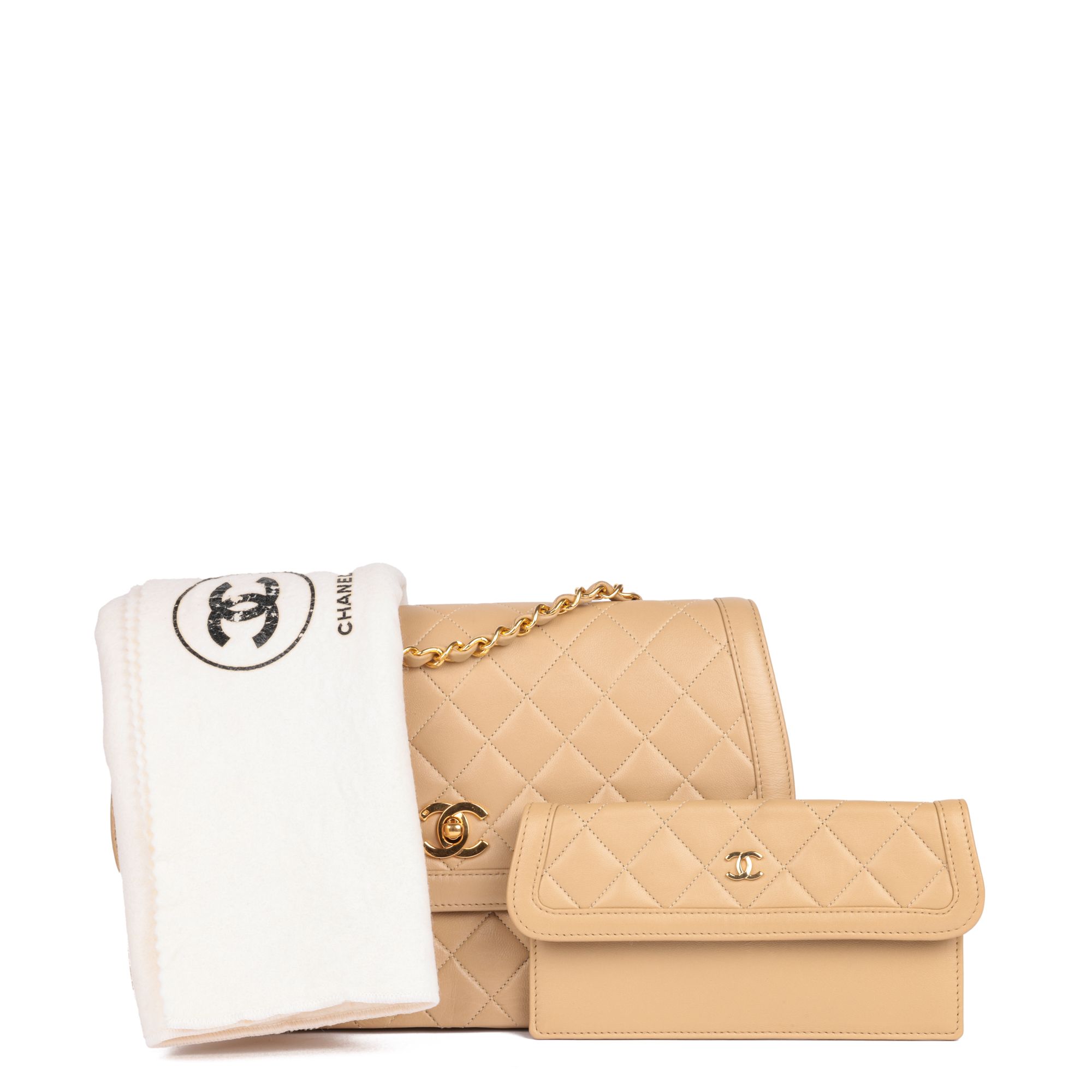 Chanel Beige Vintage Quilted Leather Flap Bag  Waller