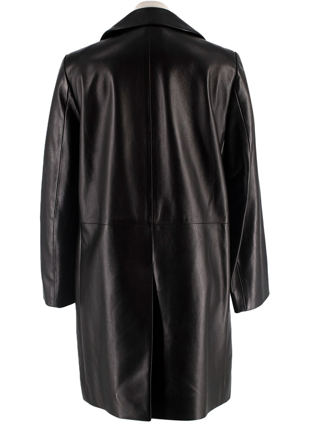 Preowned Miu Miu Double Breasted Black Leather Coat Size XXS leather/viscose