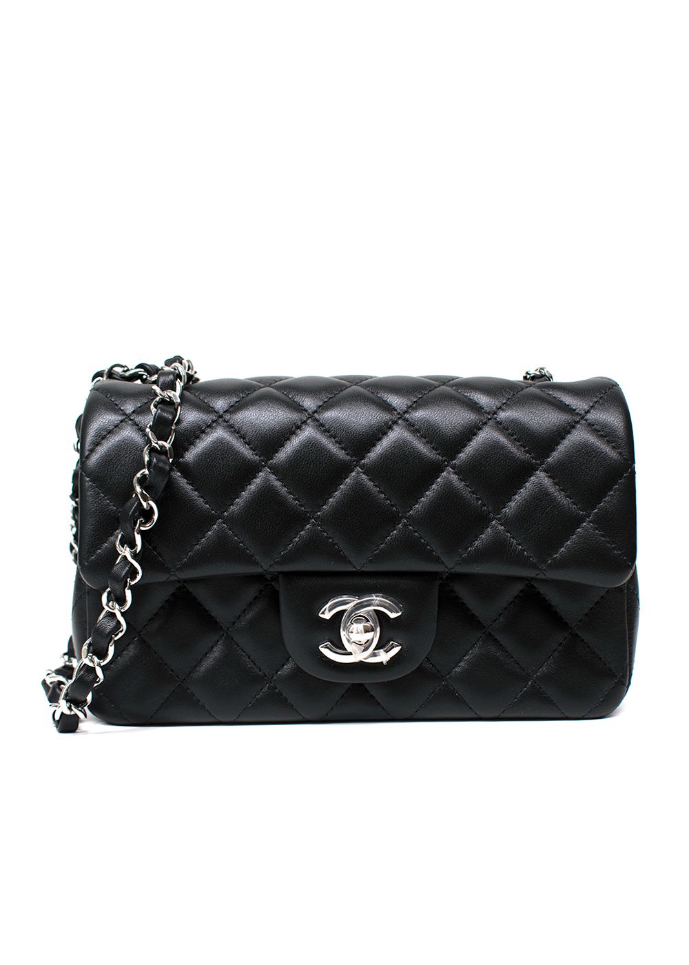 Chanel Black Lambskin  Mini Rectangular Flap Bag