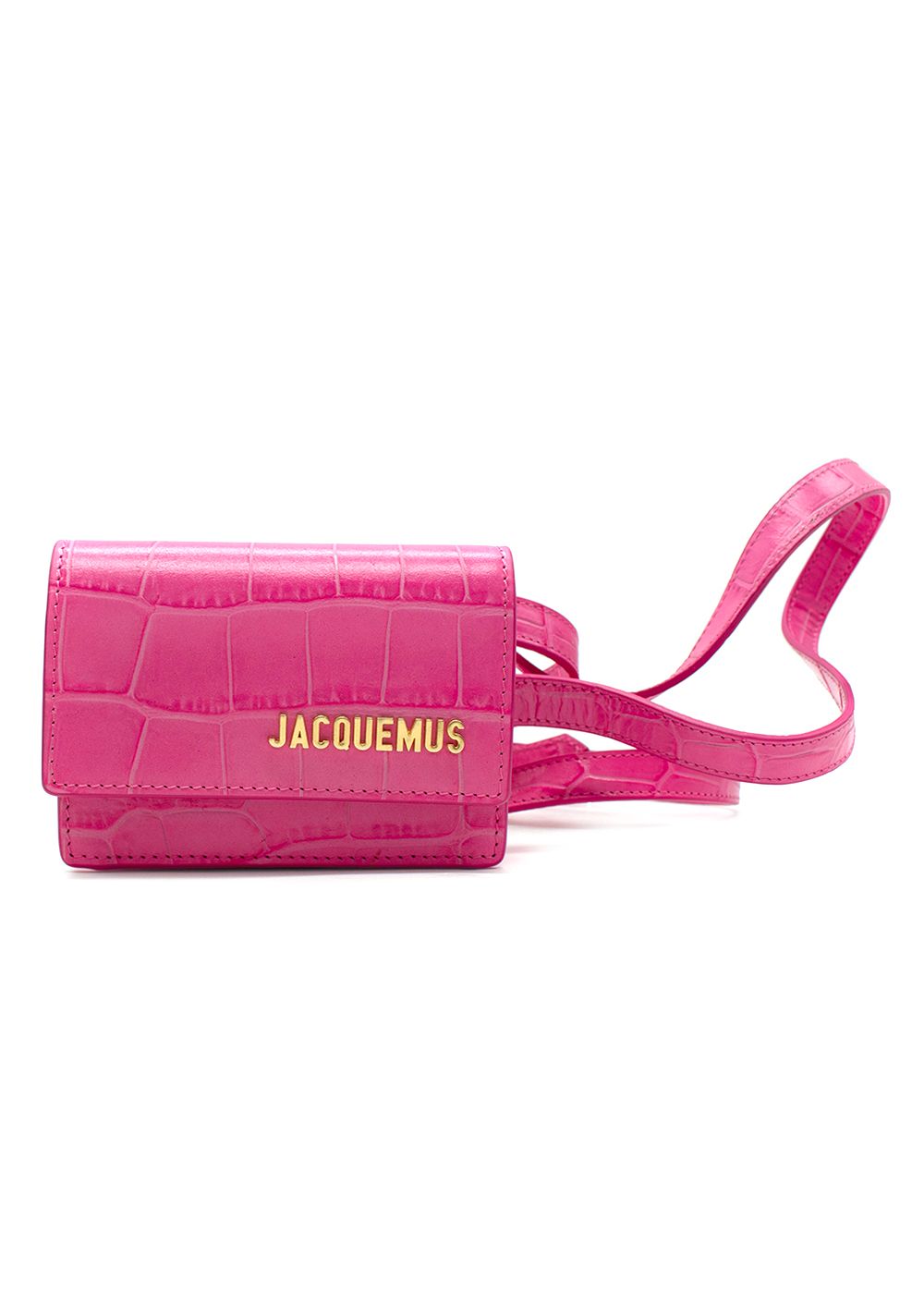 Jacquemus Pink Croc Embossed La Ceinture Bello Belt Bag leather