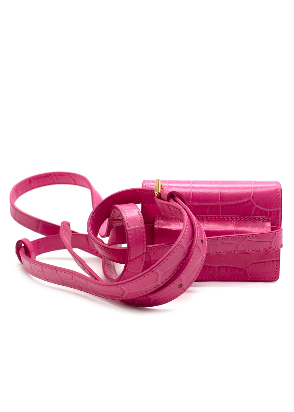 Jacquemus Pink Croc Embossed La Ceinture Bello Belt Bag leather