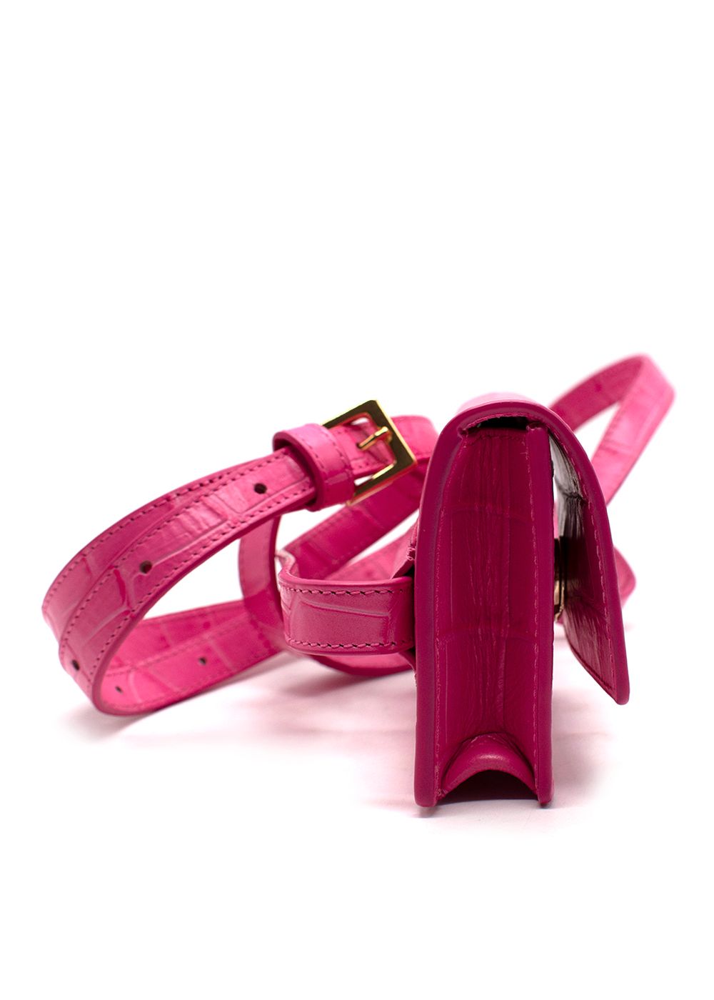 Jacquemus Pink Croc Embossed La Ceinture Bello Belt Bag leather