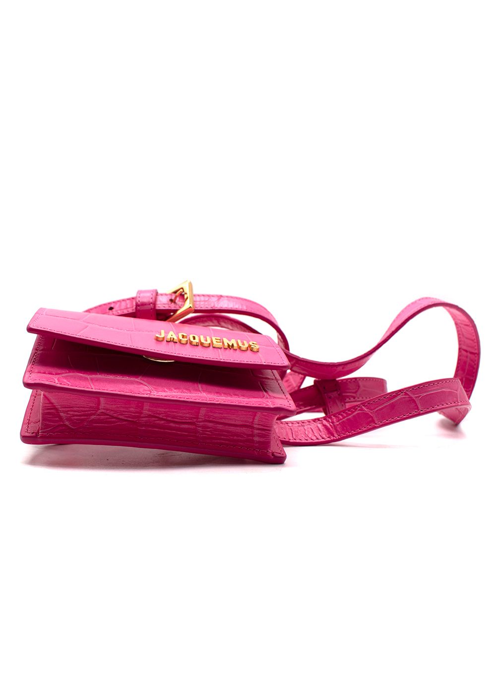 Jacquemus Pink Croc Embossed La Ceinture Bello Belt Bag leather