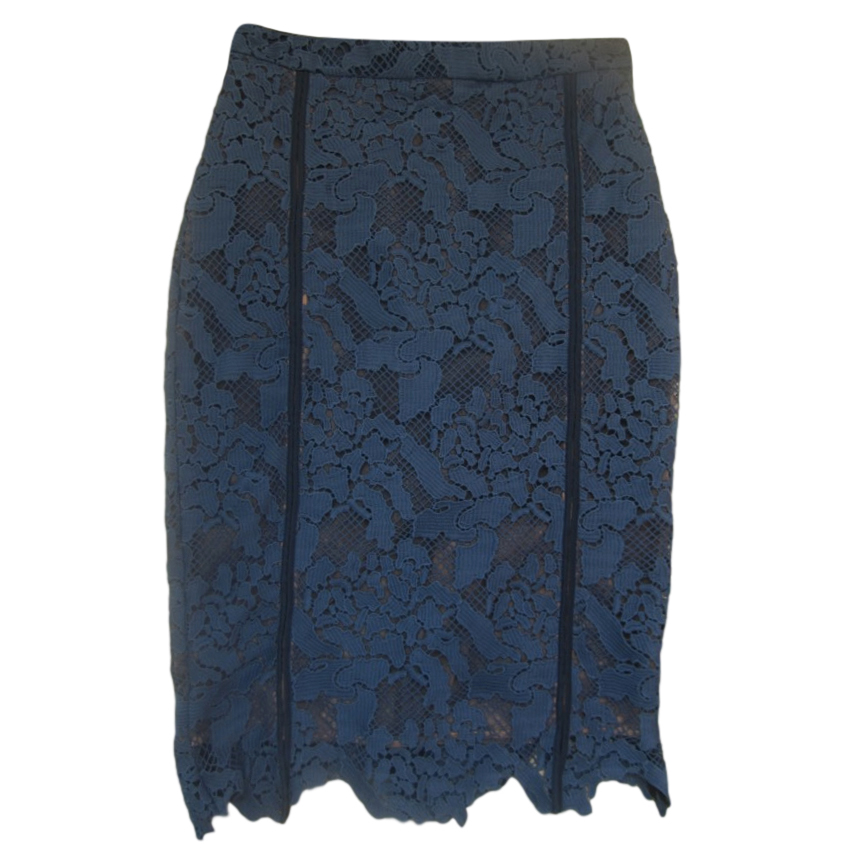 MSGM Scallop-Hem Pencil Skirt Size S Blue polyester