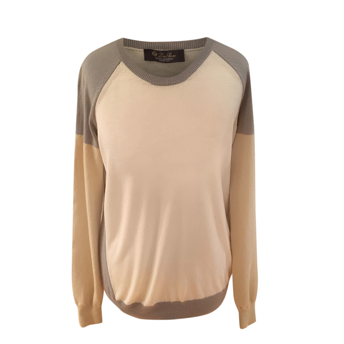 Preowned Loro Piana Colourblock Cashmere Jumper Size S Beige/Nude