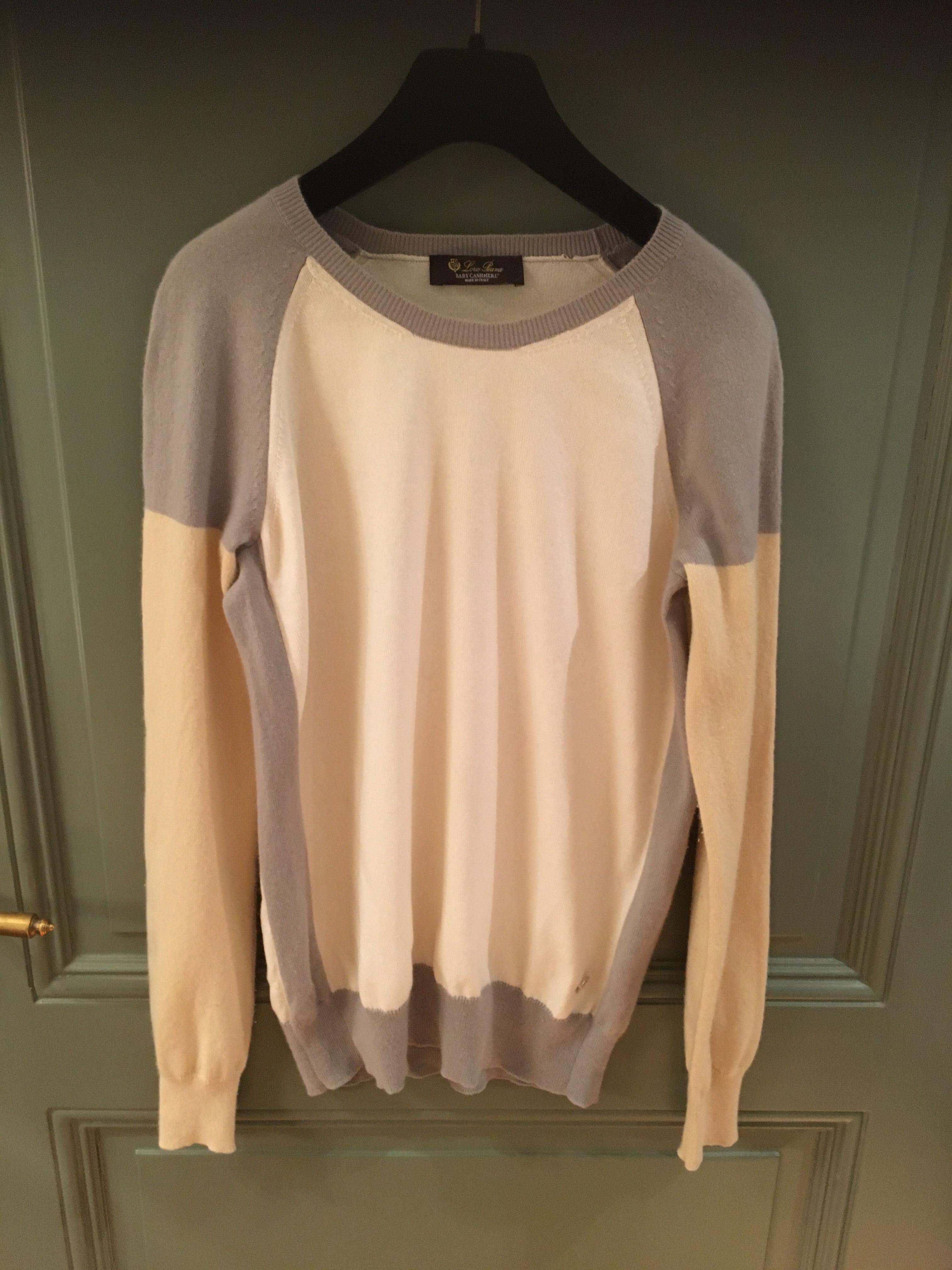 Preowned Loro Piana Colourblock Cashmere Jumper Size S Beige/Nude