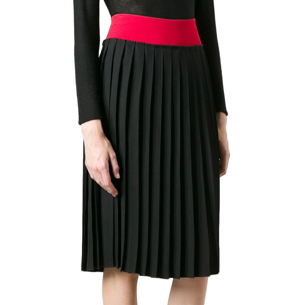 Preowned Victoria Beckham Colour-Block Pleated Midi Skirt Size XS Red polyester