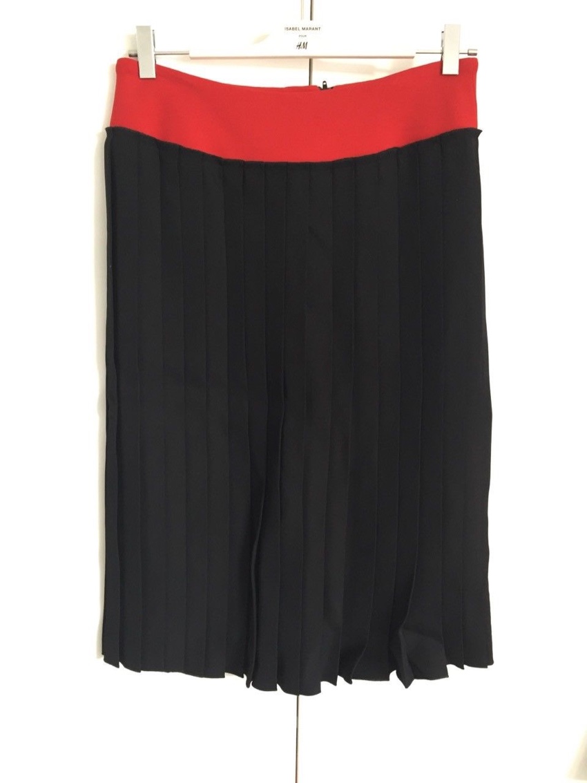 Preowned Victoria Beckham Colour-Block Pleated Midi Skirt Size XS Red polyester