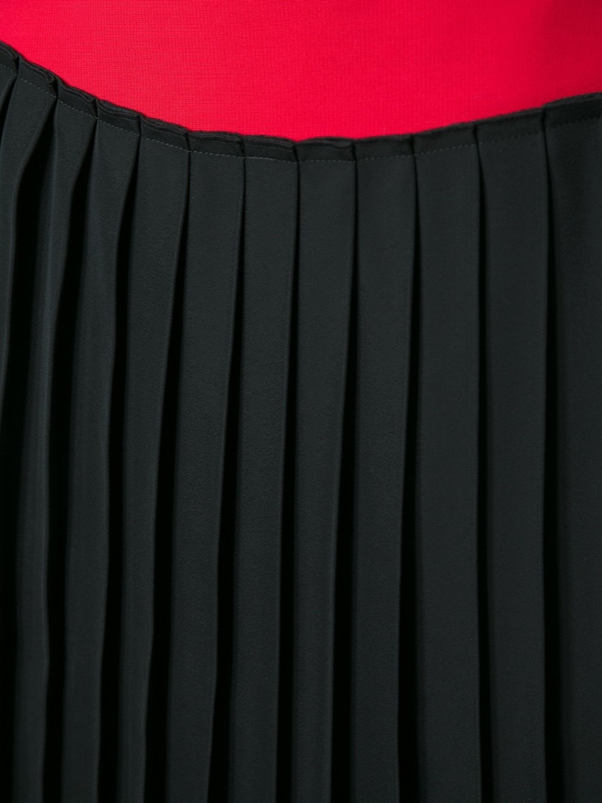 Preowned Victoria Beckham Colour-Block Pleated Midi Skirt Size XS Red polyester