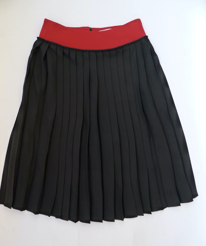 Preowned Victoria Beckham Colour-Block Pleated Midi Skirt Size XS Red polyester