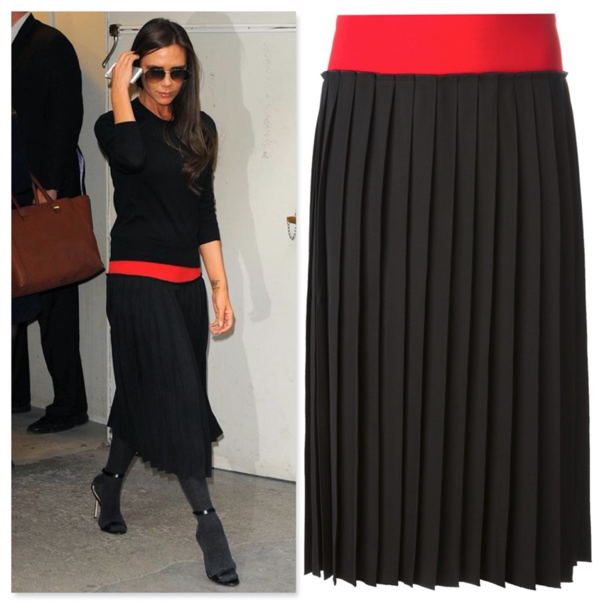 Preowned Victoria Beckham Colour-Block Pleated Midi Skirt Size XS Red polyester