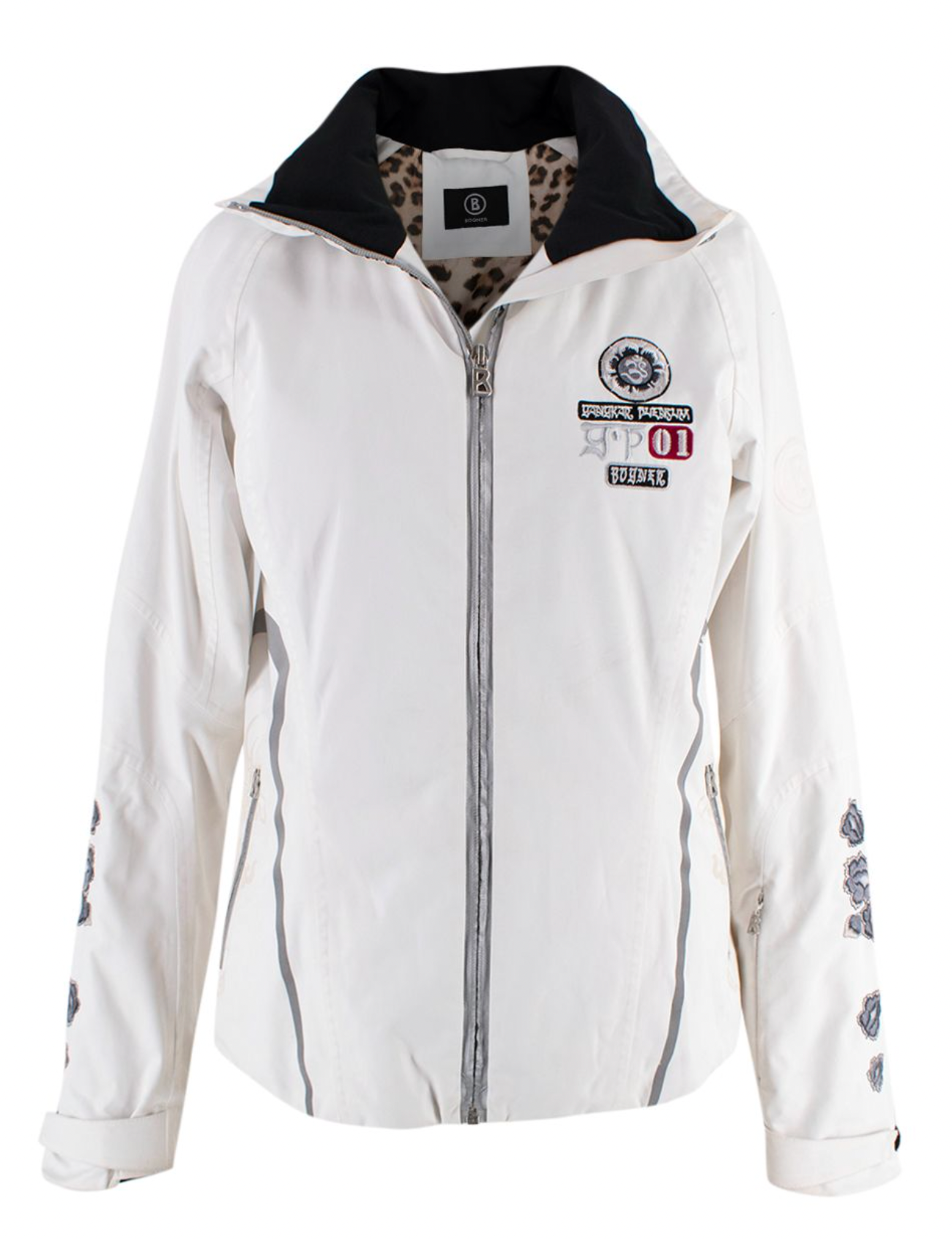 Preowned Bogner White Embroidered Ski Jacket Size S polyester