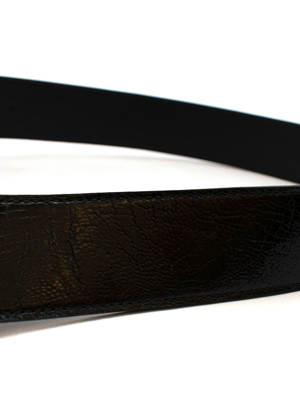 Valentino black leather belt with burgundy enamel  gold-tone metal buckle