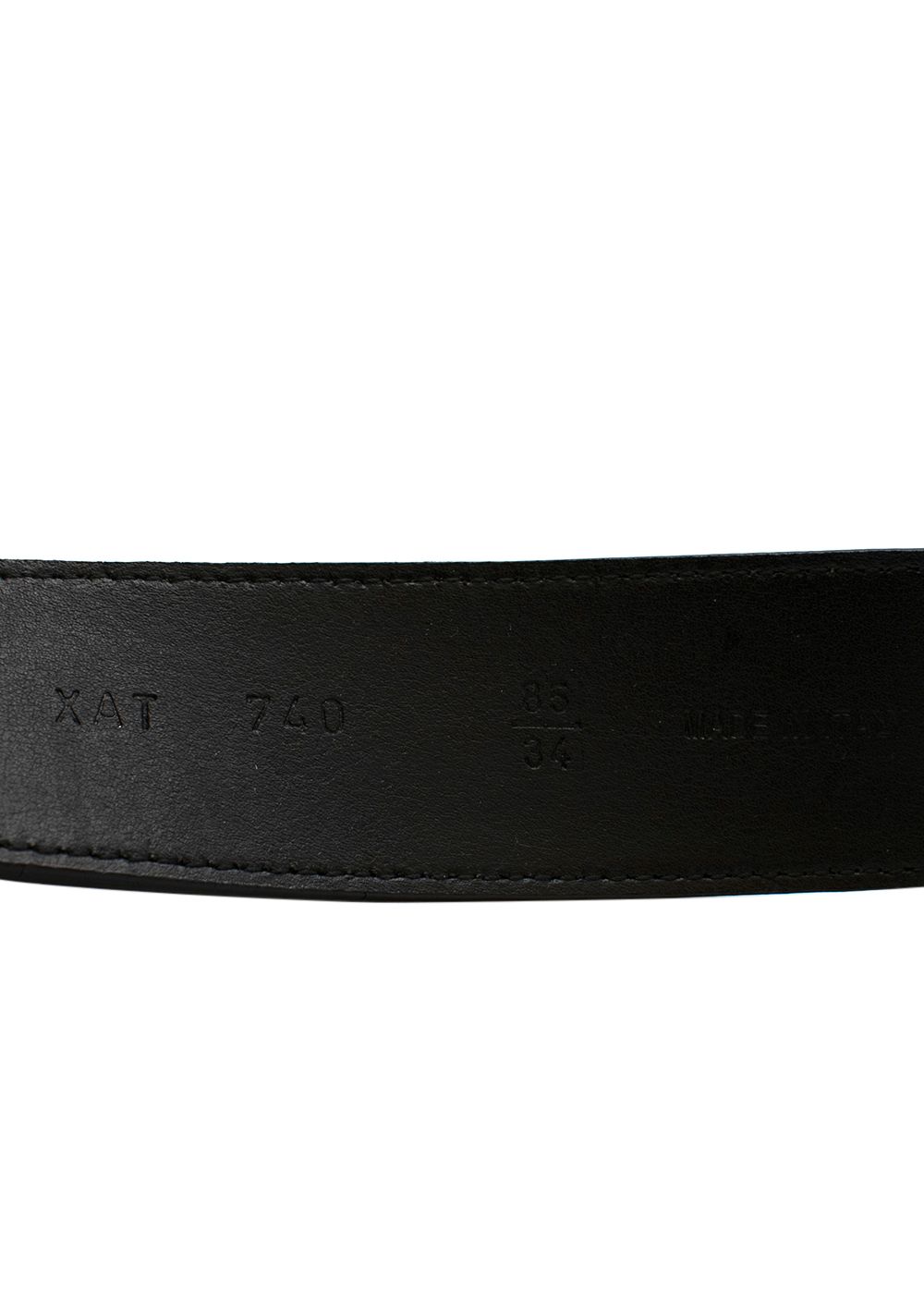 Valentino black leather belt with burgundy enamel  gold-tone metal buckle