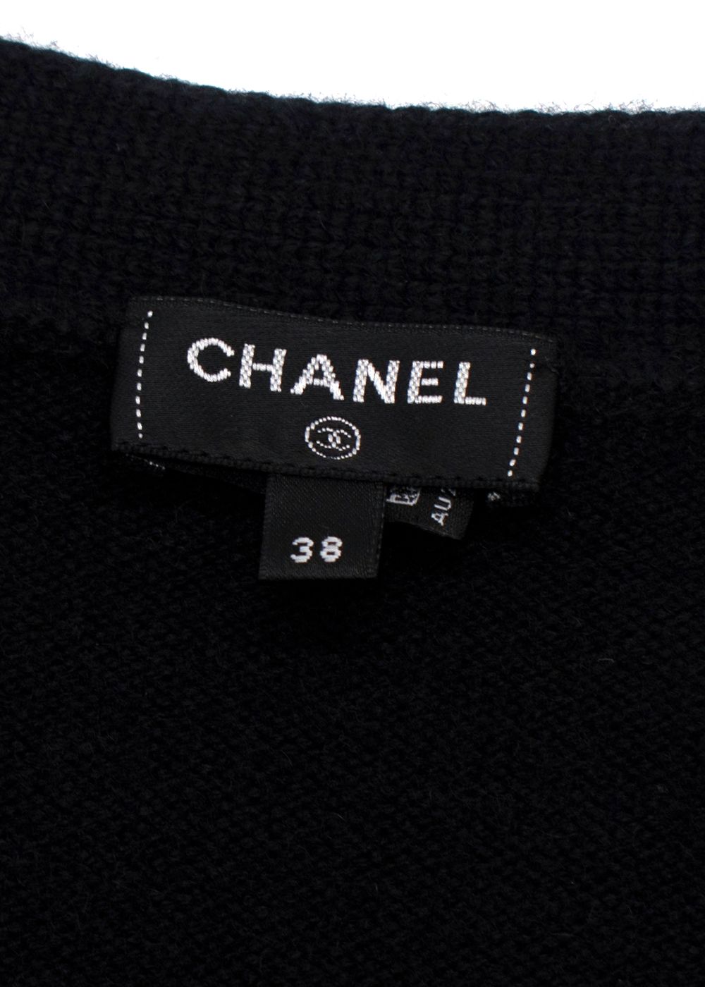 Chanel Black Multi Pocket Cashmere Cardigan with Chain Detail Size S cashmere/silk