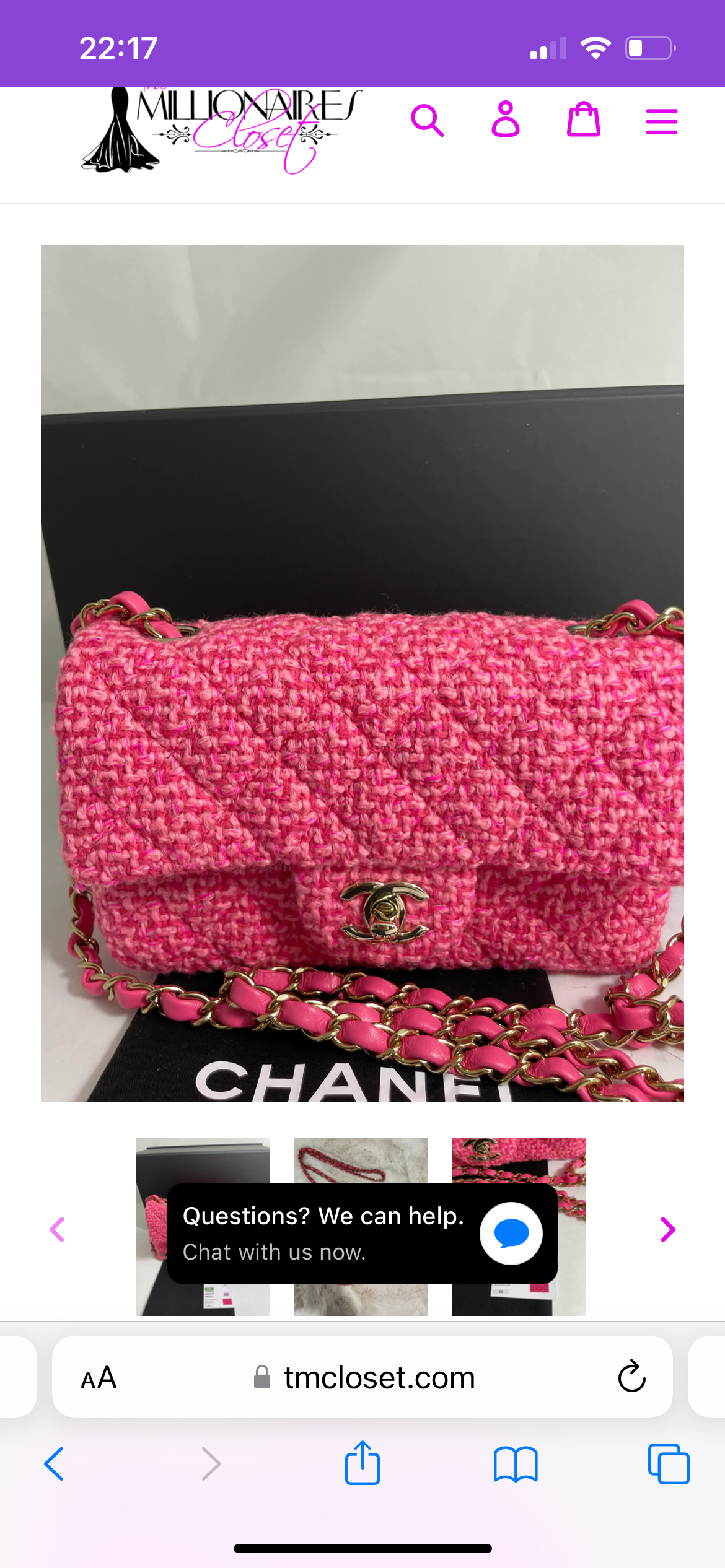 Chanel Pink Fuschia Tweed Mini Rectangular Flap Bag Plink