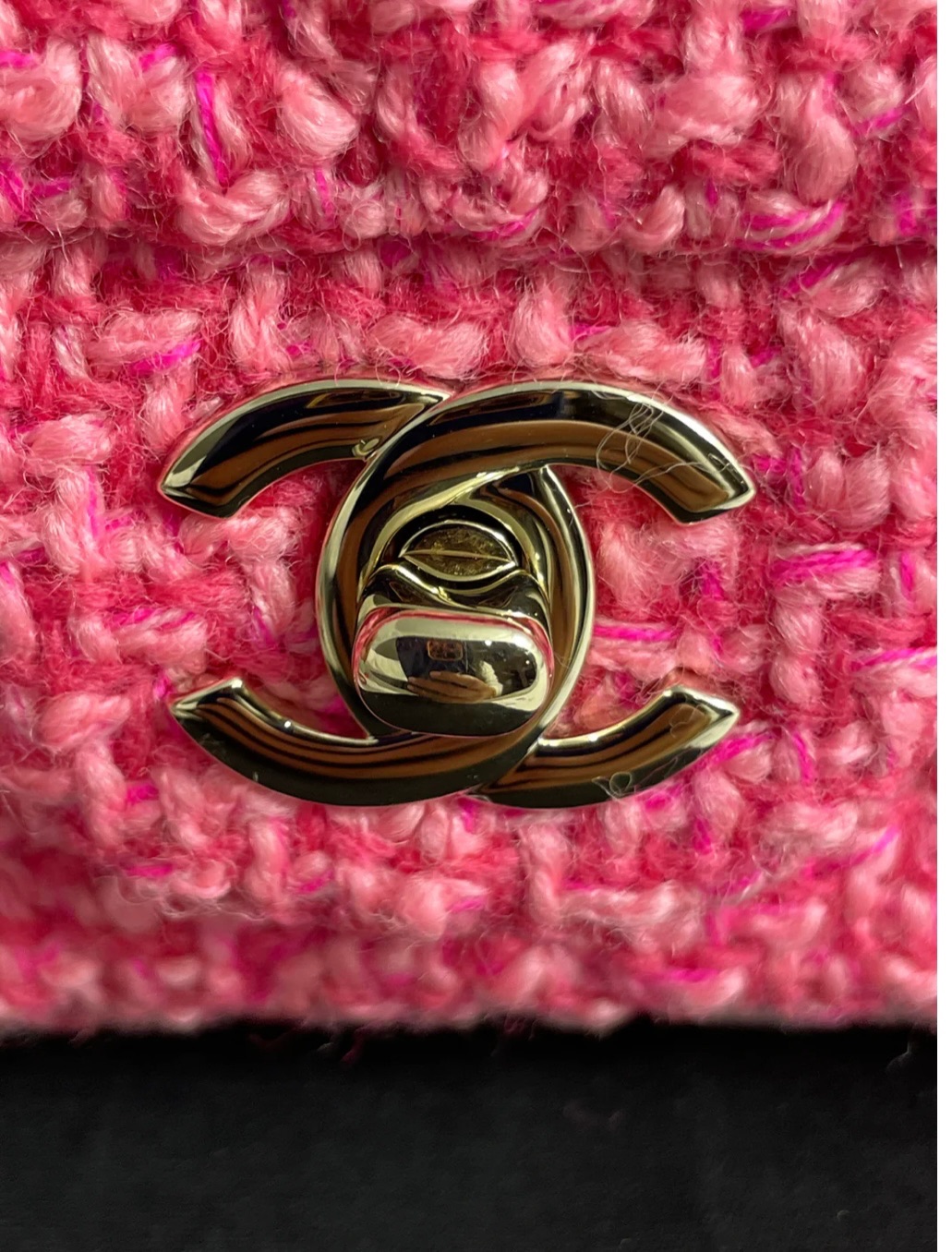 Chanel Pink Fuschia Tweed Mini Rectangular Flap Bag Plink