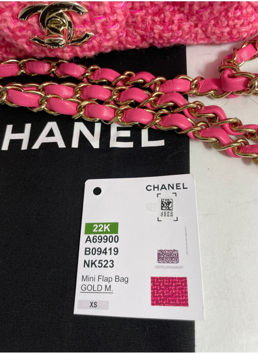 Chanel Pink Fuschia Tweed Mini Rectangular Flap Bag Plink