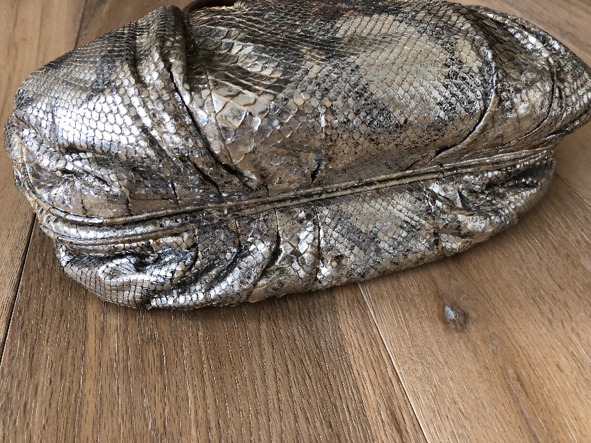 Preowned Zagliani silver python bag