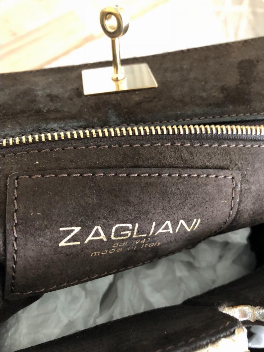 Preowned Zagliani silver python bag