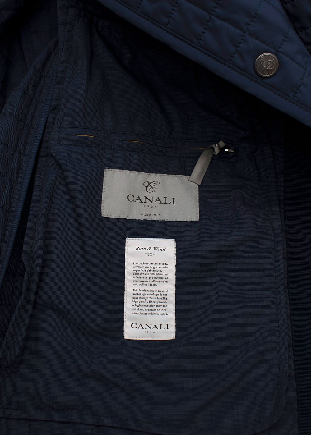 Men's Preowned Canali Blue Rain  Wind Tech Jacket Size XL cotton