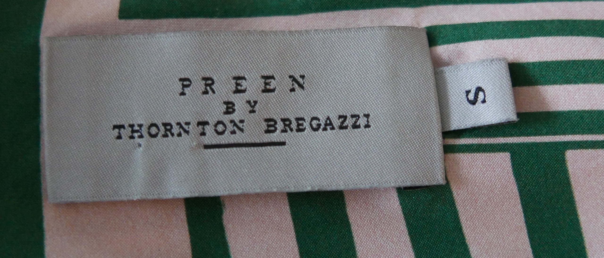 Preowned Preen by Thornton Bregazzi Green  Pink Midi Dress Size S Pink/Green silk