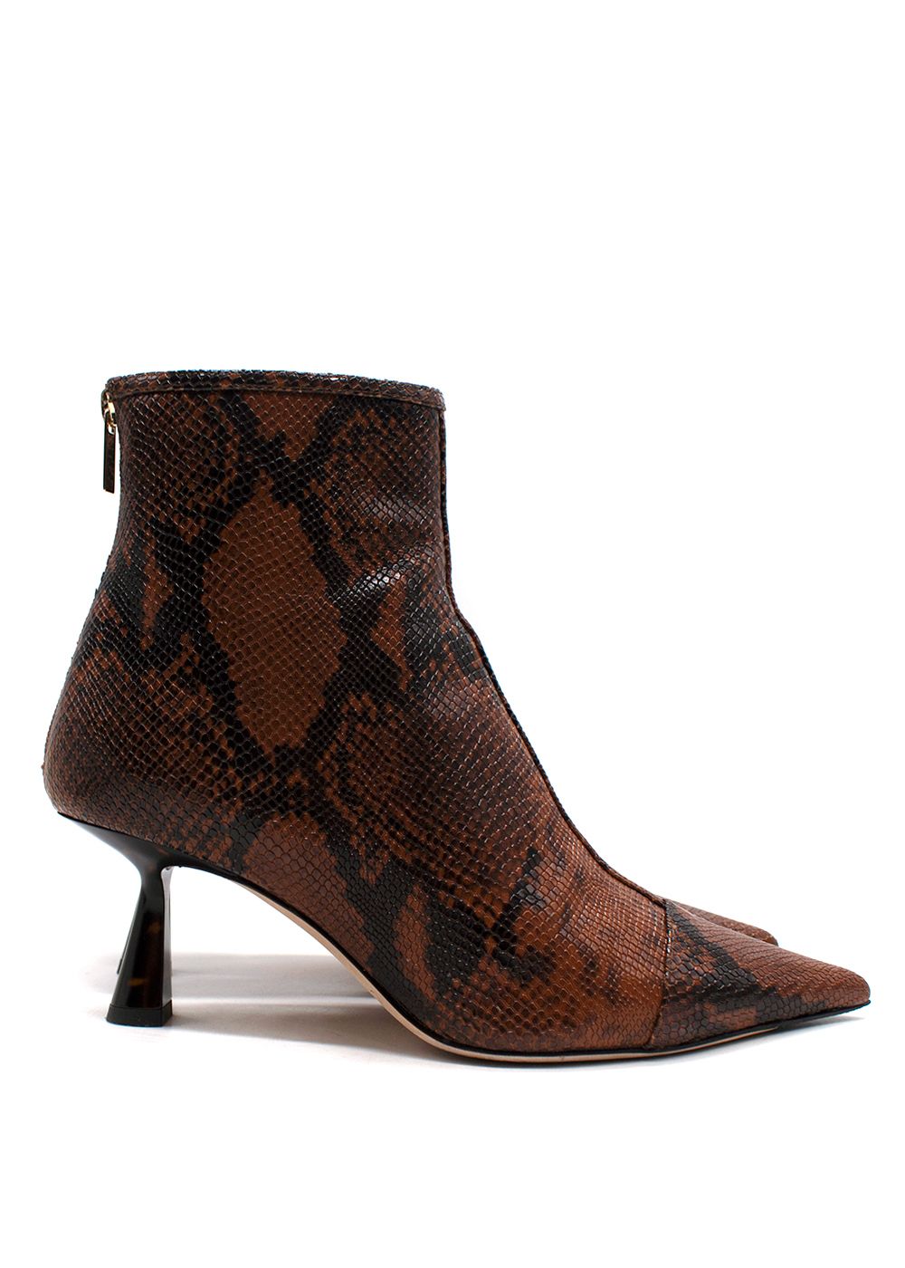 Preowned Jimmy Choo Brown Snake Print Kix Ankle Boots Size 37.5 leather