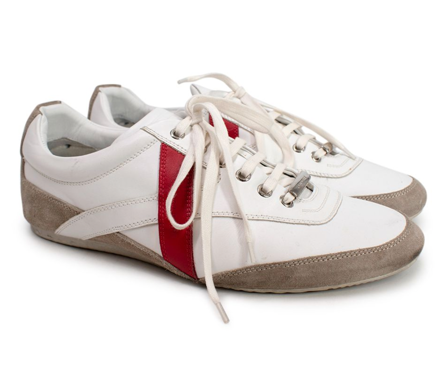 Men's Preowned Dior Homme B55 Sneakers Size 41 White Red Beige leather