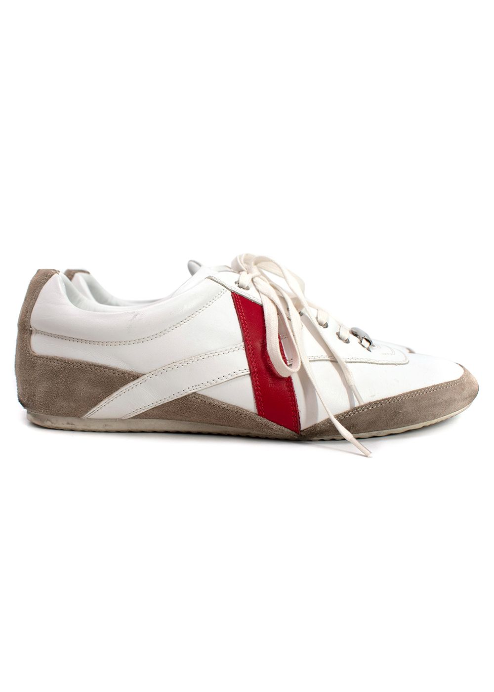 Men's Preowned Dior Homme B55 Sneakers Size 41 White Red Beige leather