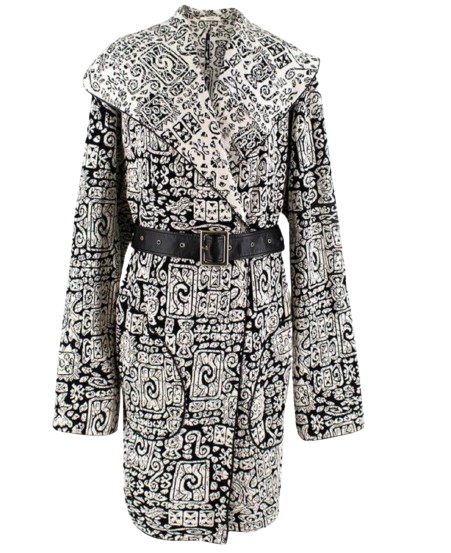 Preowned Celine Runway Black and Cream Runway Belted Coat Size M Black/Cream cotton