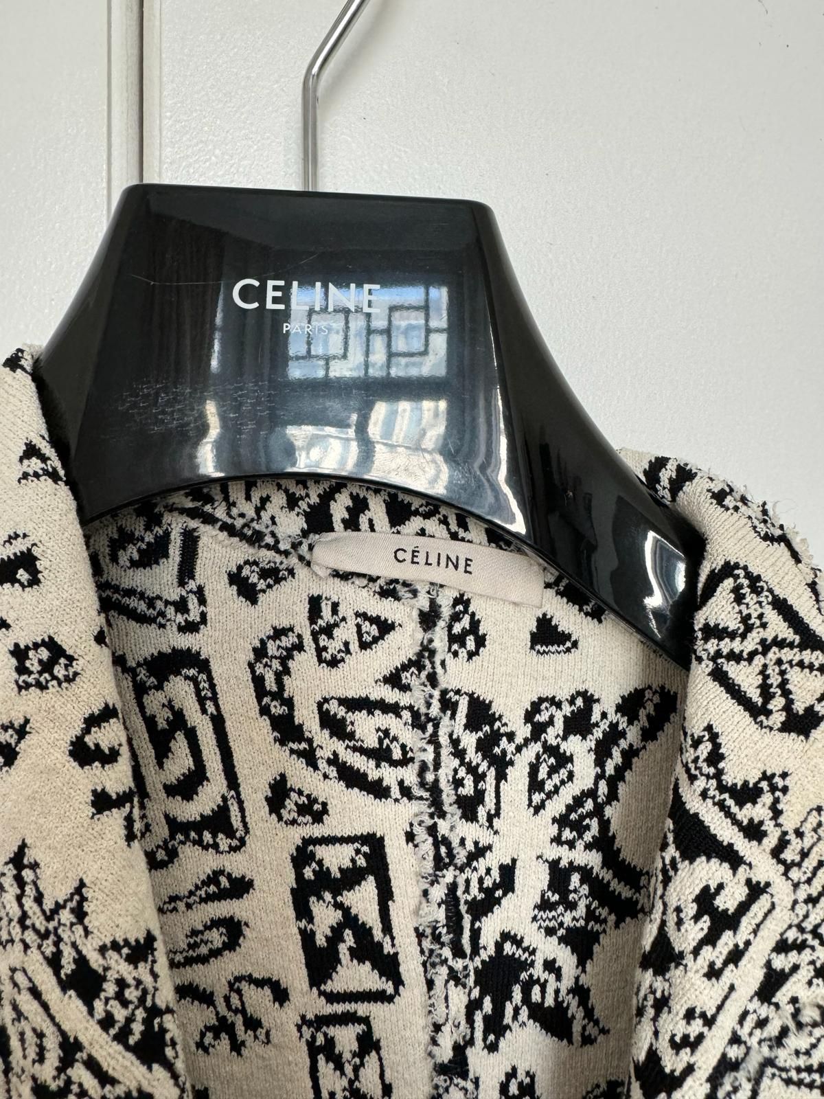 Preowned Celine Runway Black and Cream Runway Belted Coat Size M Black/Cream cotton